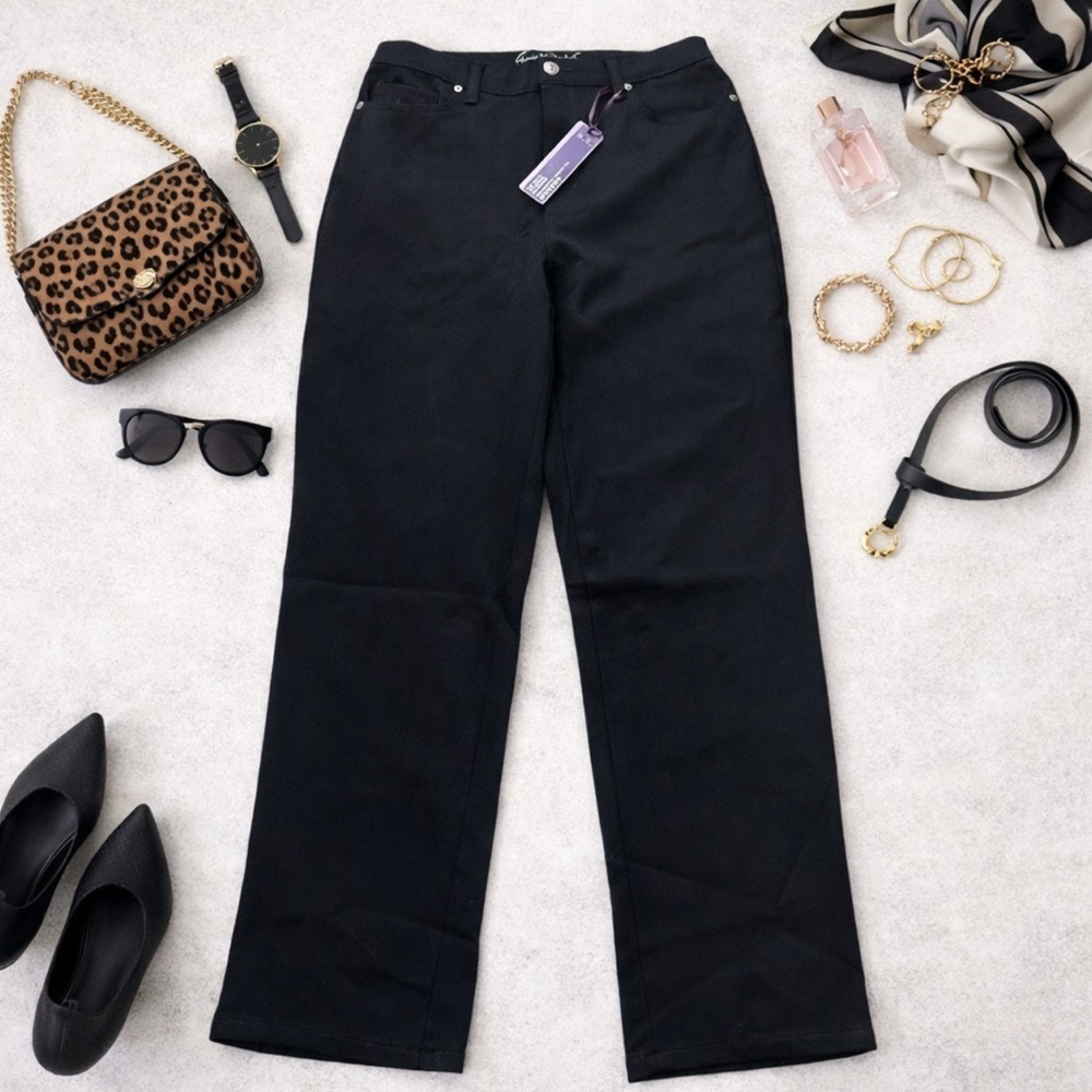 Gloria Vanderbilt Amanda Heritage Fit Tapered Leg Classic Rise Black 8 NEW Pants
